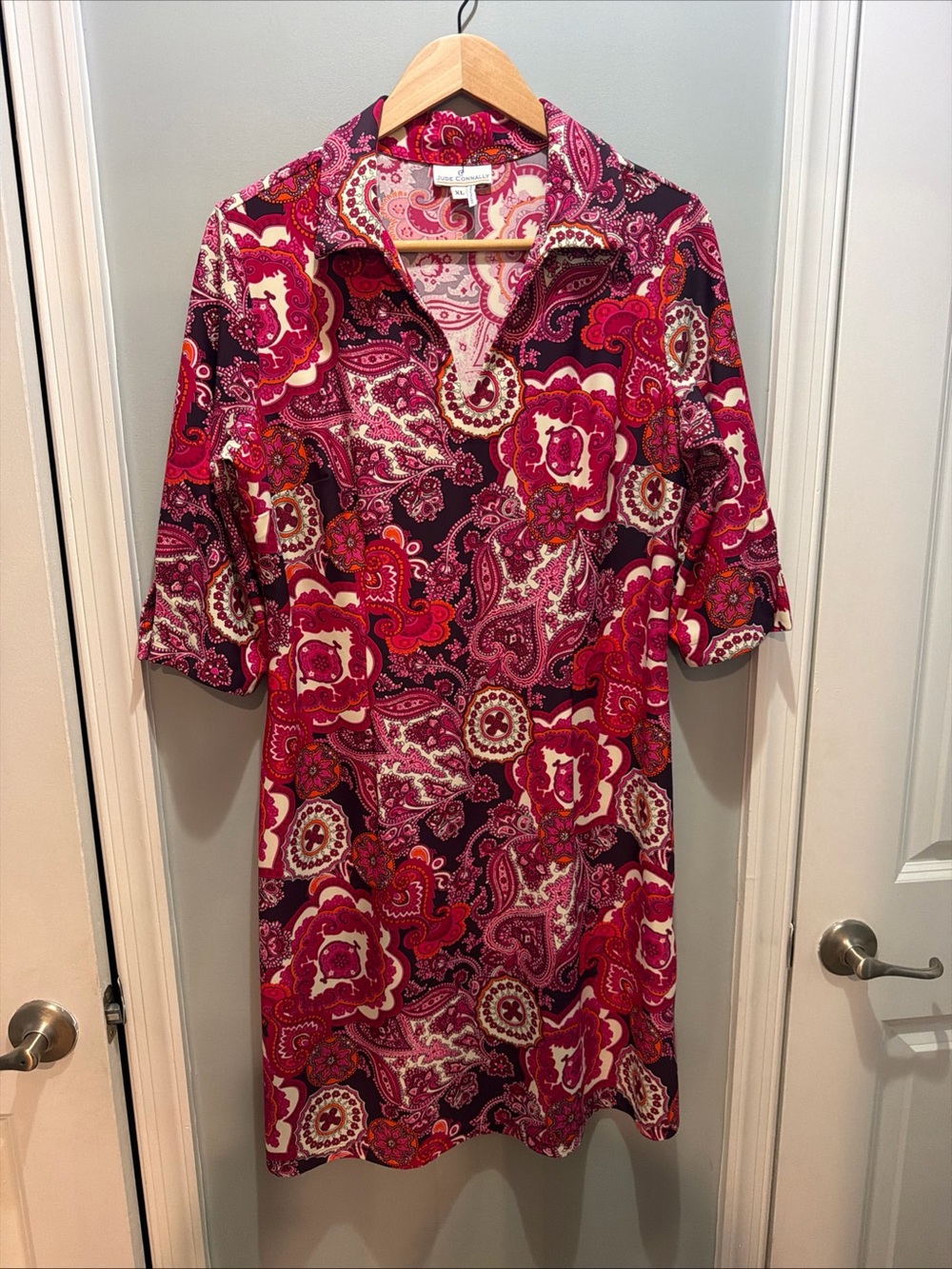 Jude Connally Fuchsia and Orange Paisley Top
